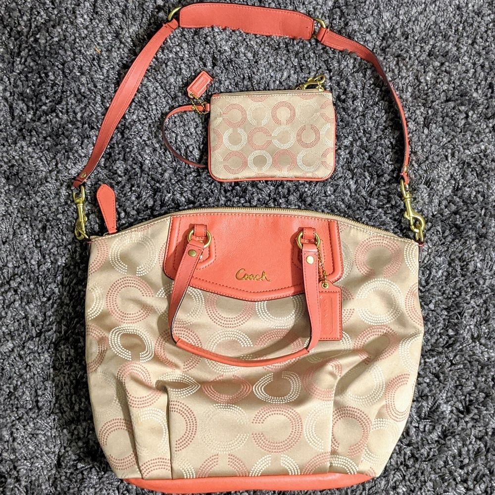 Coach Signature Canvas Shoulder Bag & Wristlet